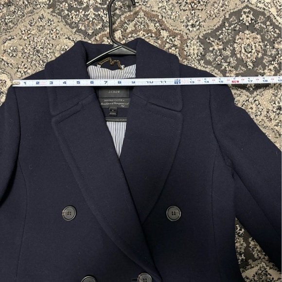 J. Crew Double Breasted Coat Navy Wool Double Cloth Coat size 2 - Picture 9 of 10